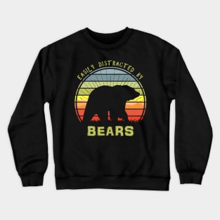 Easily Distracted By Bears Sunset Crewneck Sweatshirt